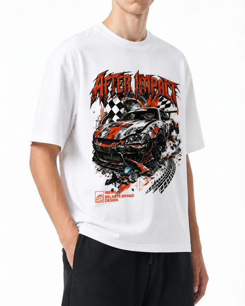 Belarté After Impact Racing T-shirt graphique en blanc - vue du produit 2