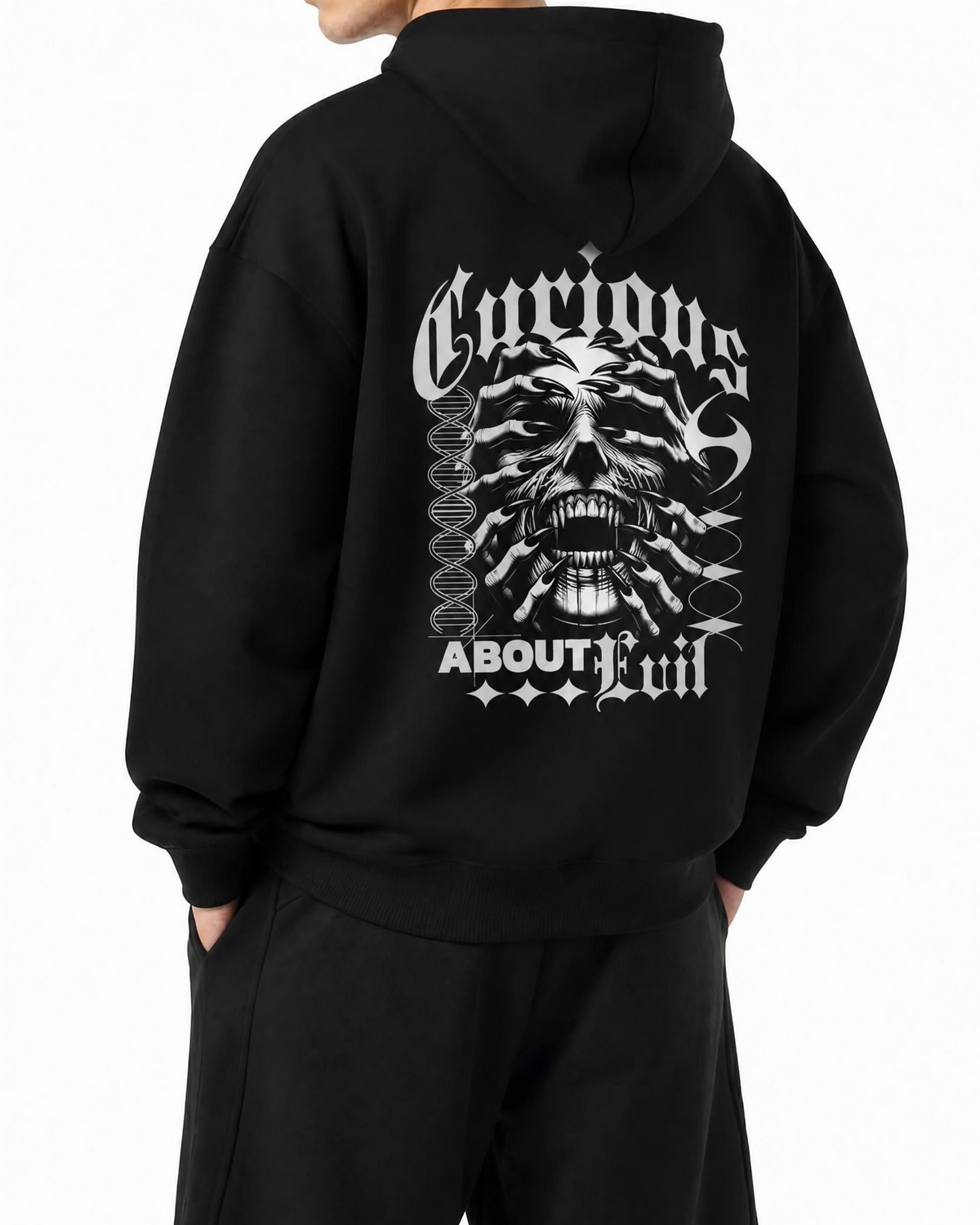 Belarté Curious About Evil Sweat à capuche zippé graphique en noir - vue du produit 2