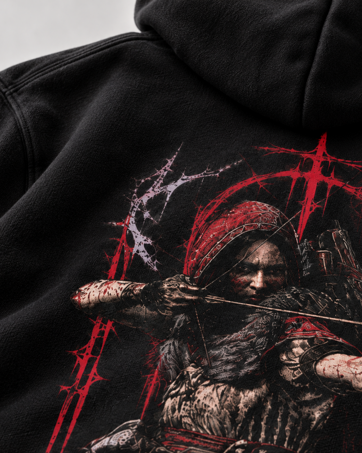 Belarté Dark Archer Sweat à capuche zippé graphique en noir - vue détaillée du produit