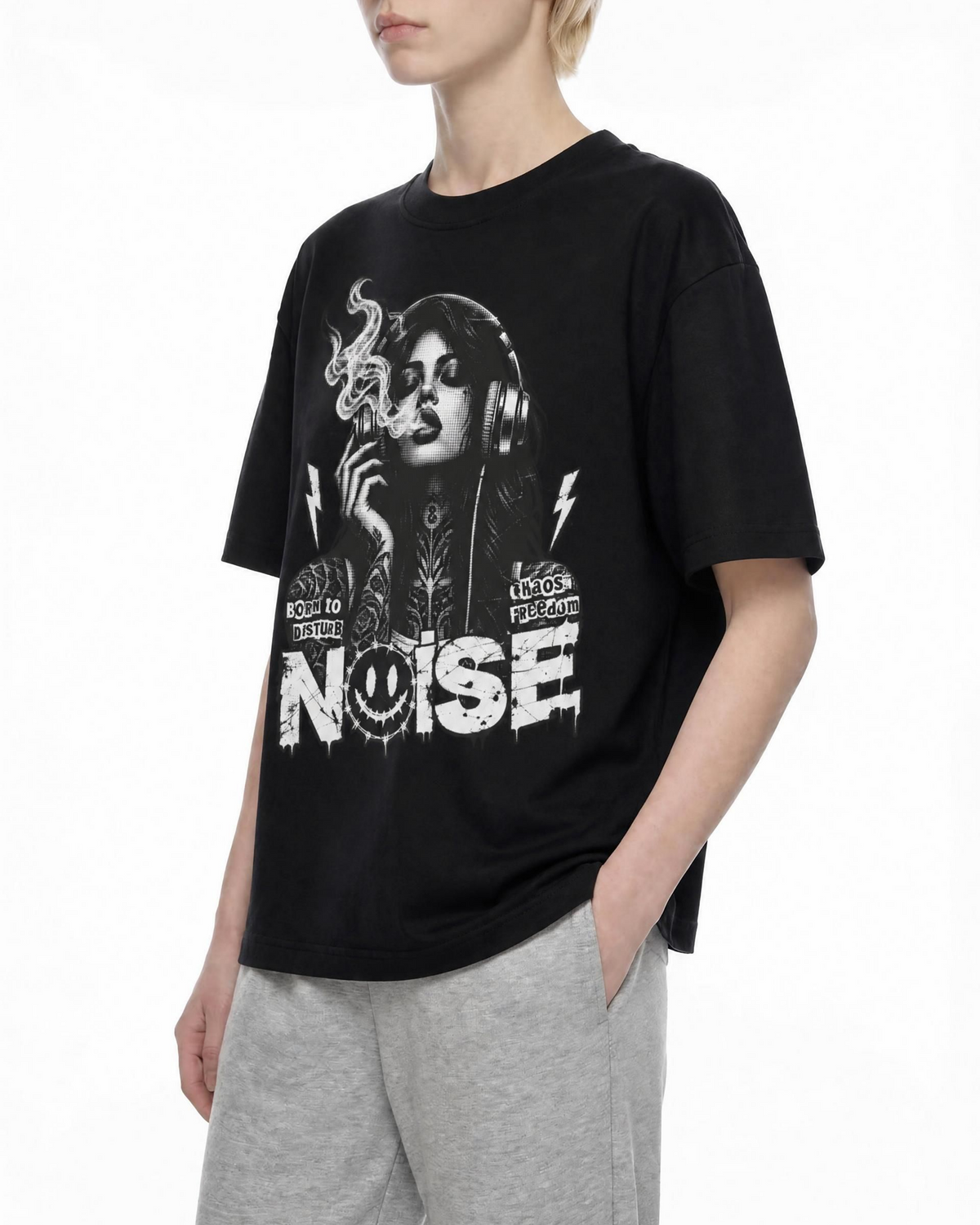 Belarté Noise T-shirt oversize graphique en noir - streetwear vue du produit 4