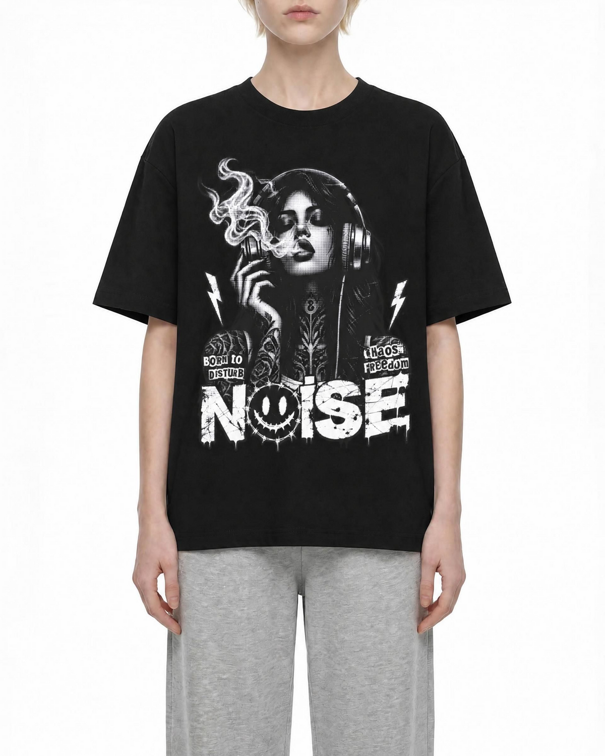 Belarté Noise T-shirt oversize graphique en noir - streetwear vue du produit 2