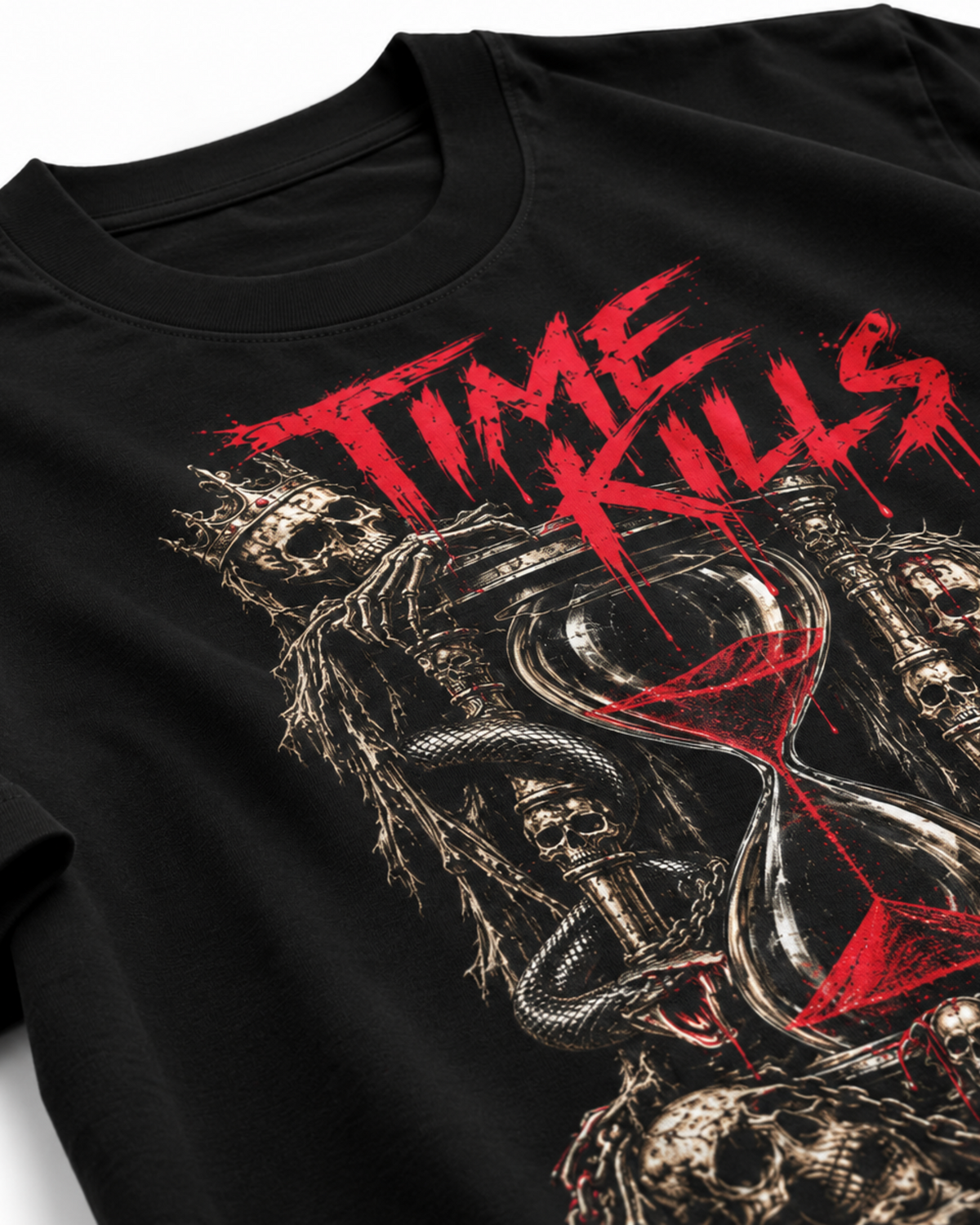 Belarté Time Kills Graphic T-Shirt - DTG print close-up