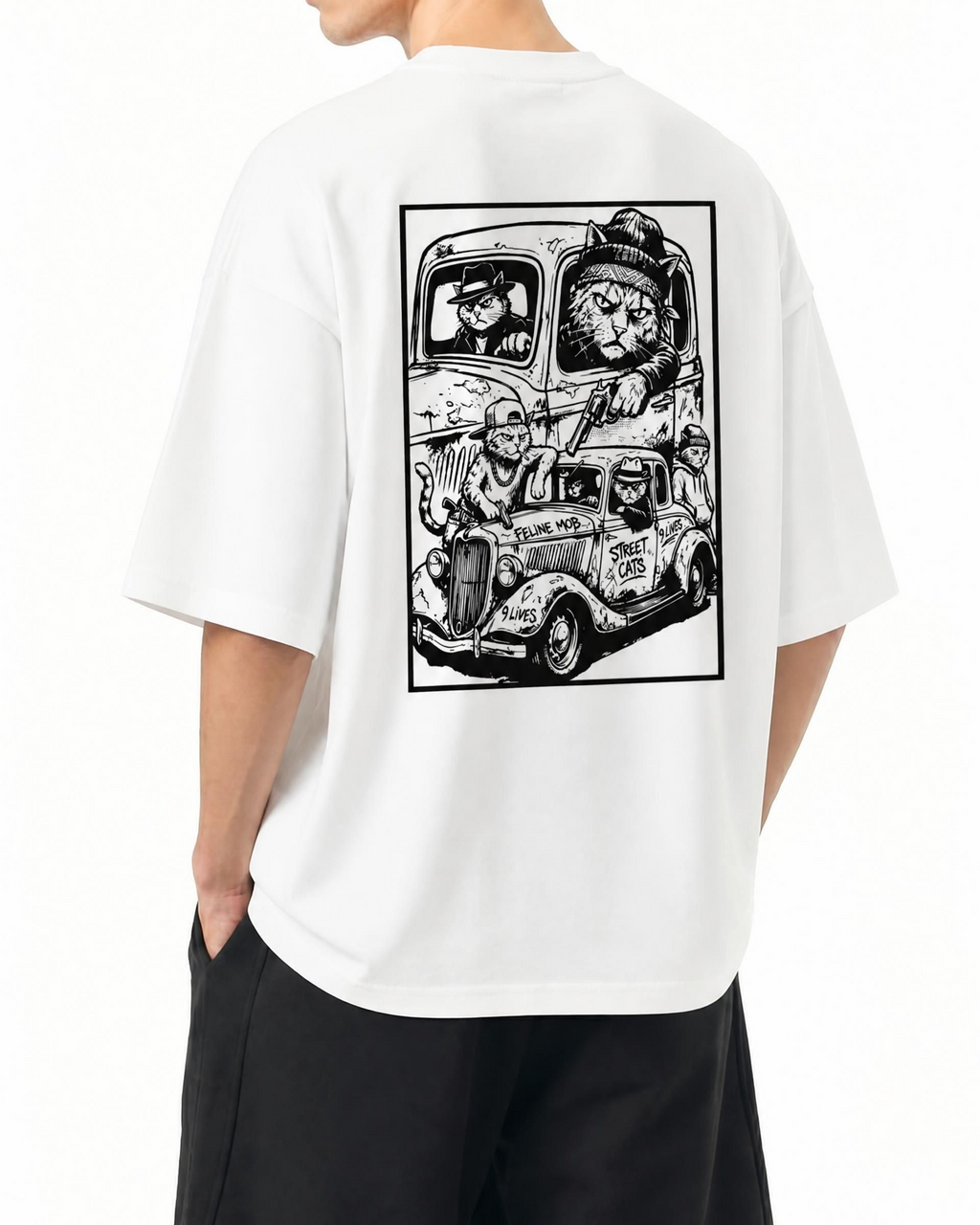 T-shirt grafica oversize Street Cats Belarté