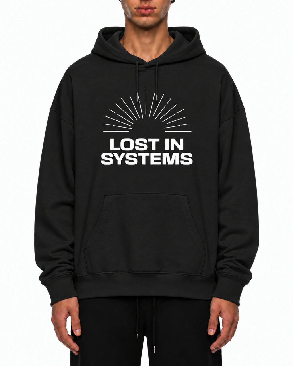 Felpa nera con cappuccio Lost In Systems Belarté