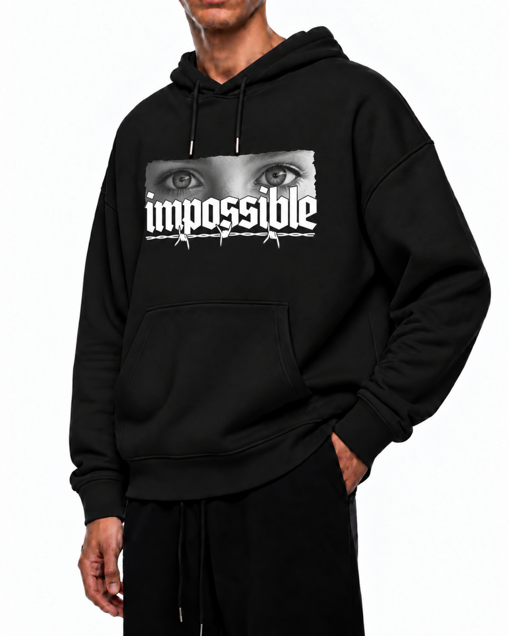 Felpa streetwear con cappuccio Impossible Eyes Belarté