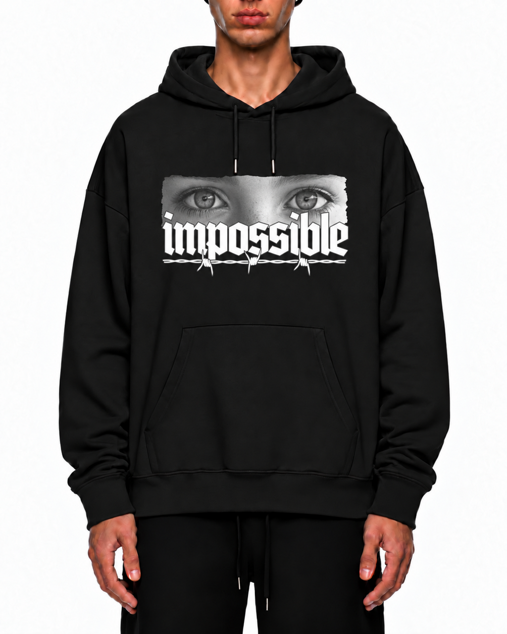 Felpa streetwear con cappuccio Impossible Eyes Belarté