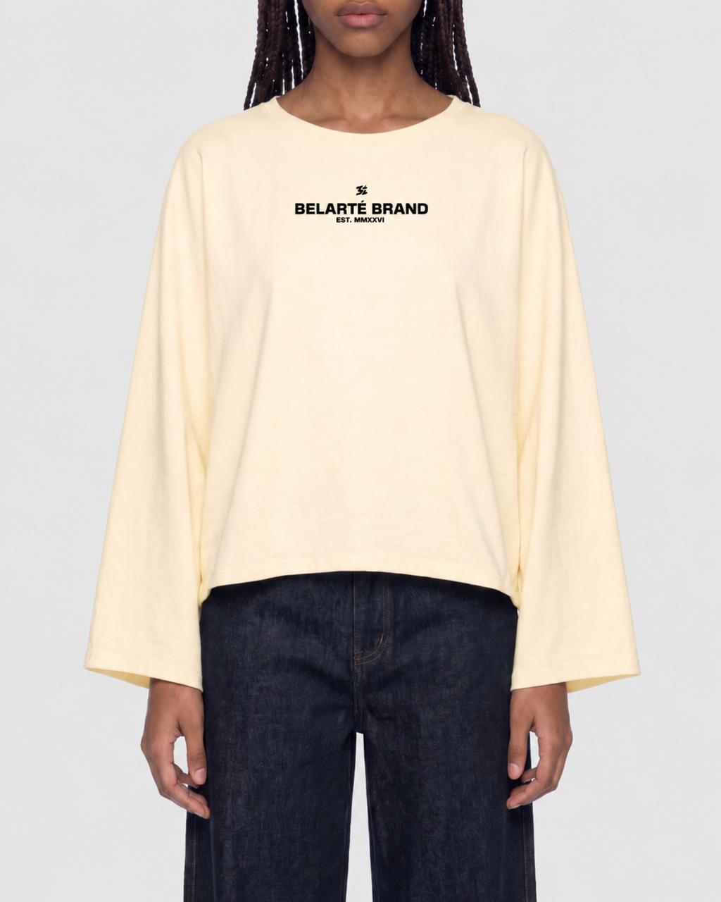 Belarté Women's Oversized Batwing Crop T-shirt - product photograph 2 of 5