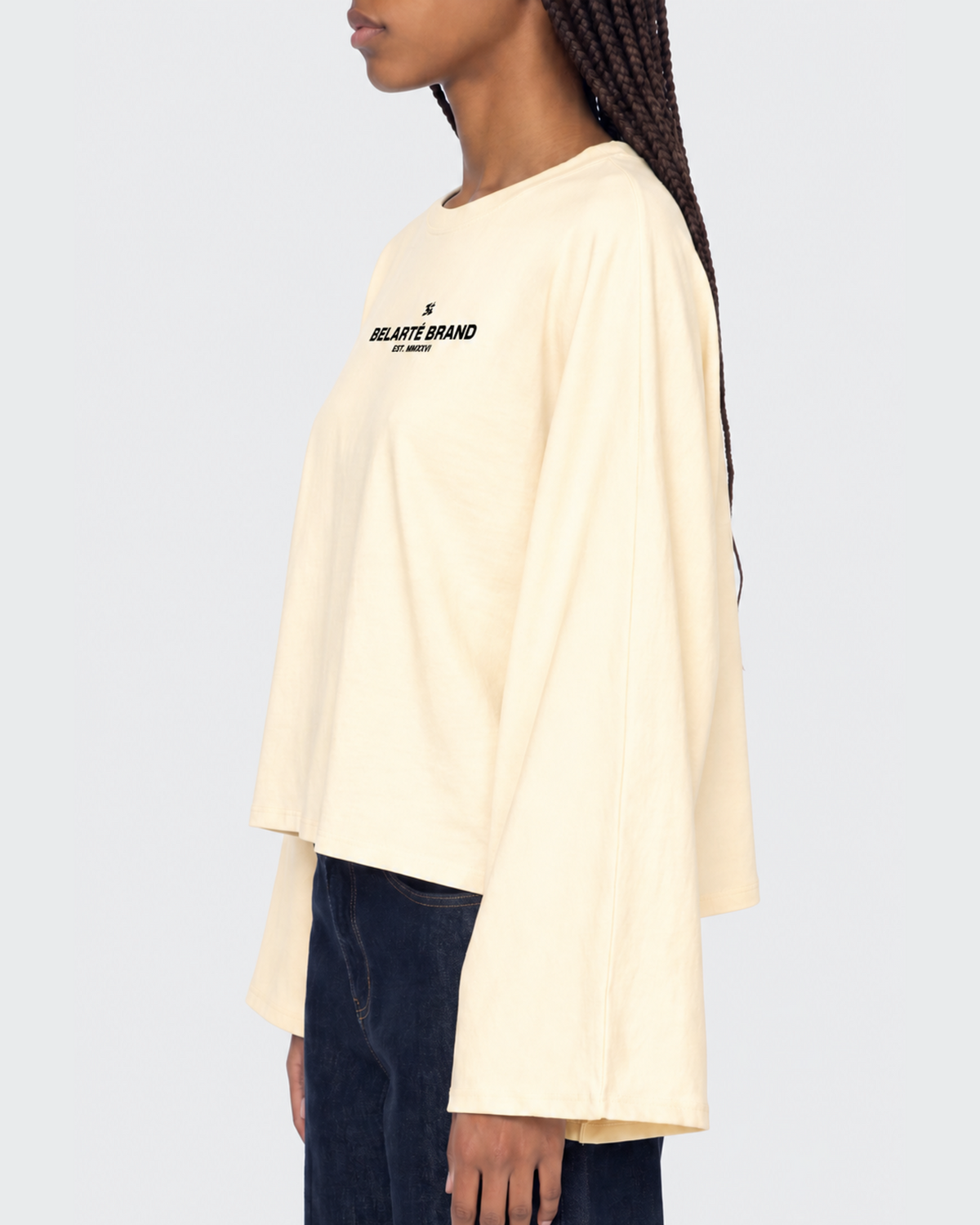 Belarté Women's Oversized Batwing Crop T-shirt - product photograph 3 of 5