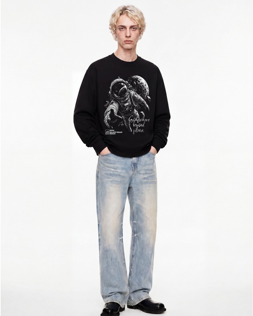 Belarté Oversized Astronaut Graphic Sweatshirt - Space Streetwear Crewneck - product view 2