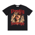 Black Belarté Grunge Punk T-shirt with red Pretty Savage lettering and portrait graphic