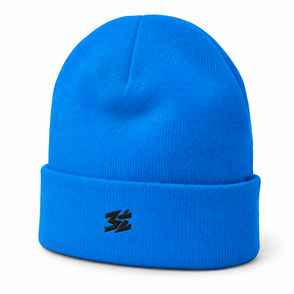 Belarté Signature Embroidered Beanie in royal blue - front view with embroidered logo