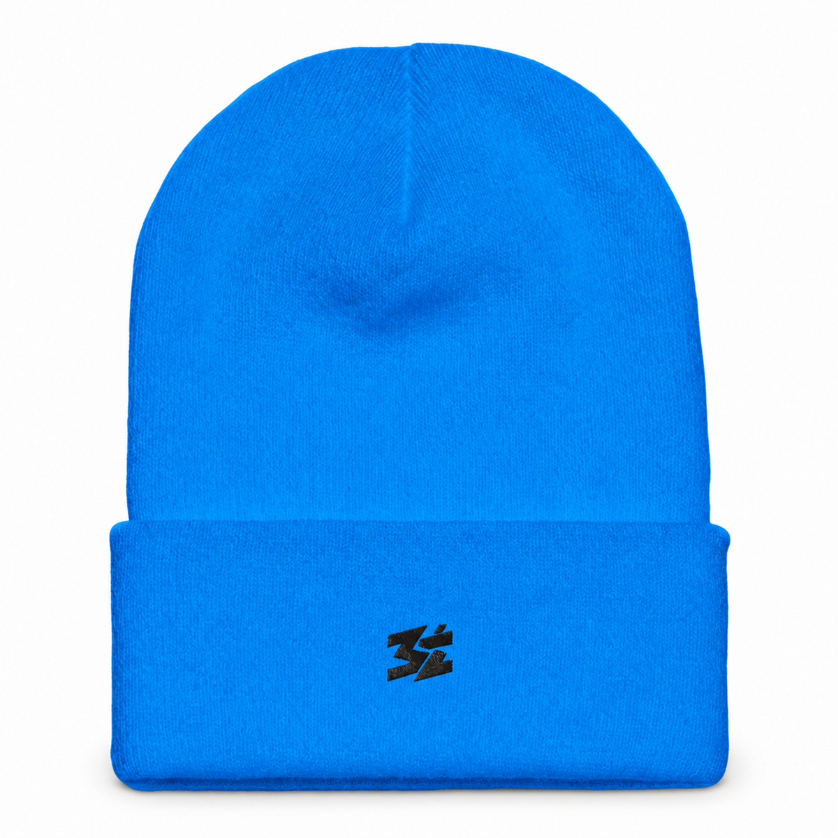 Belarté Signature Embroidered Beanie in royal blue - knit and cuff detail
