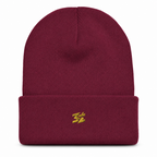 Belarté Signature Embroidered Beanie in maroon - knit and cuff detail