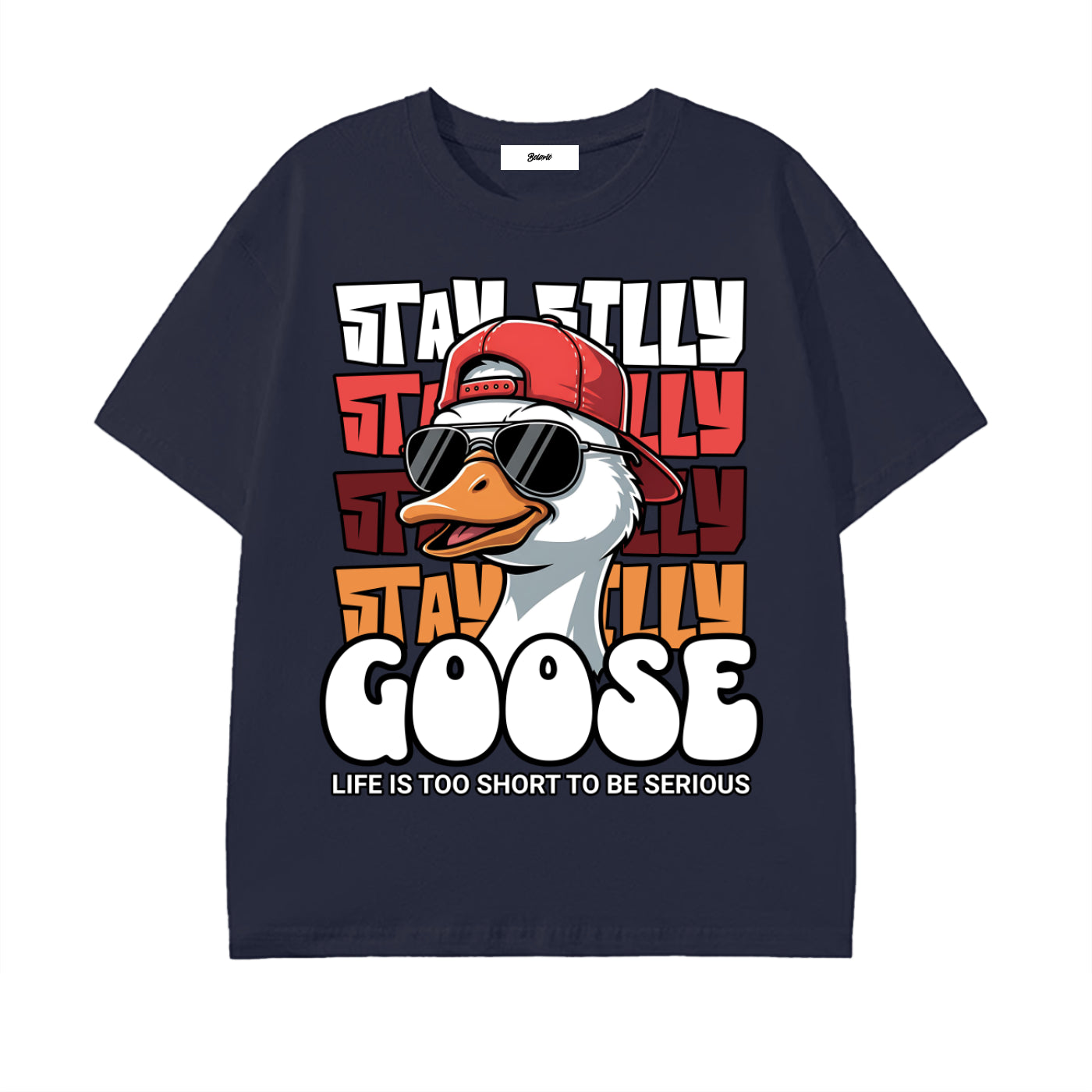 funny goose graphic,cartoon goose art,playful streetwear,humorous graphic design,animal illustration,street culture art,novelty fashion graphic,expressive style,graphic statement,casual street vibe