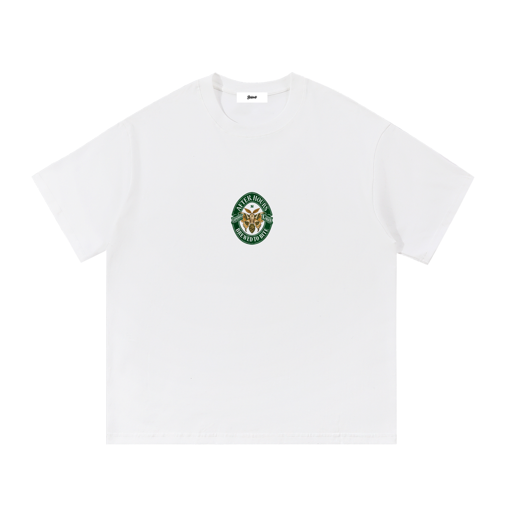 Belarté After Hours London moth graphic cotton T-shirt, White front with small chest motif
