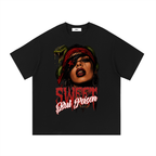 dark grunge shirt,woman graphic shirt,gothic graphic shirt,punk style shirt,alternative fashion,streetwear apparel,grunge clothing,bold graphic shirt,urban streetwear,statement apparel