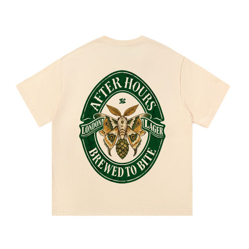 Belarté After Hours London moth graphic cotton T-shirt, Apricot back print