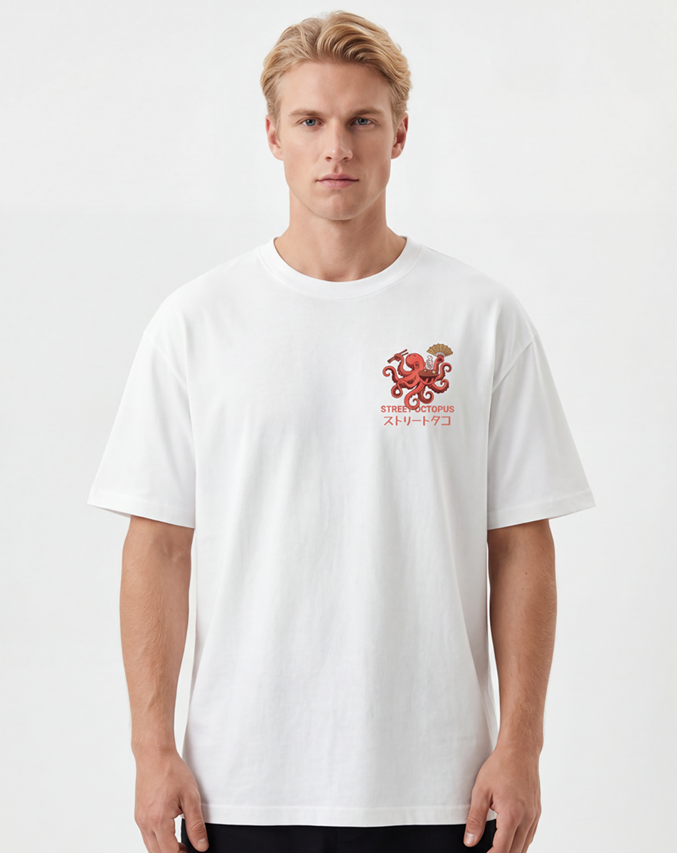 osaka street octopus,japanese streetwear,octopus graphic shirt,urban japan design,street art apparel,ramen octopus shirt,osaka fashion,anime street style,japanese culture tee,city inspired streetwear