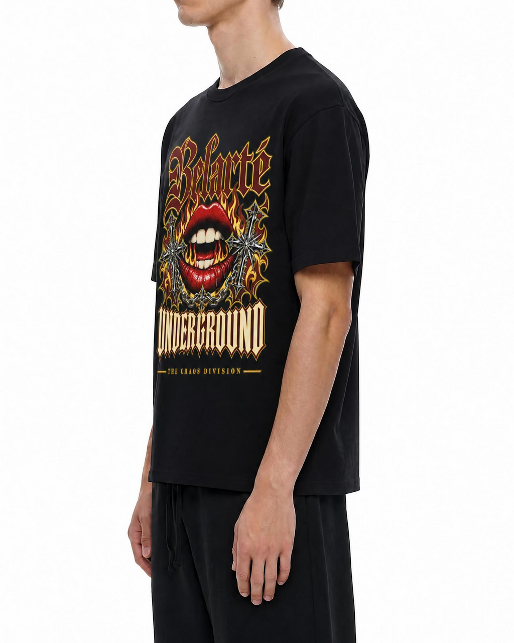 Belarté Underground black lips graphic cotton T-shirt, product image 3