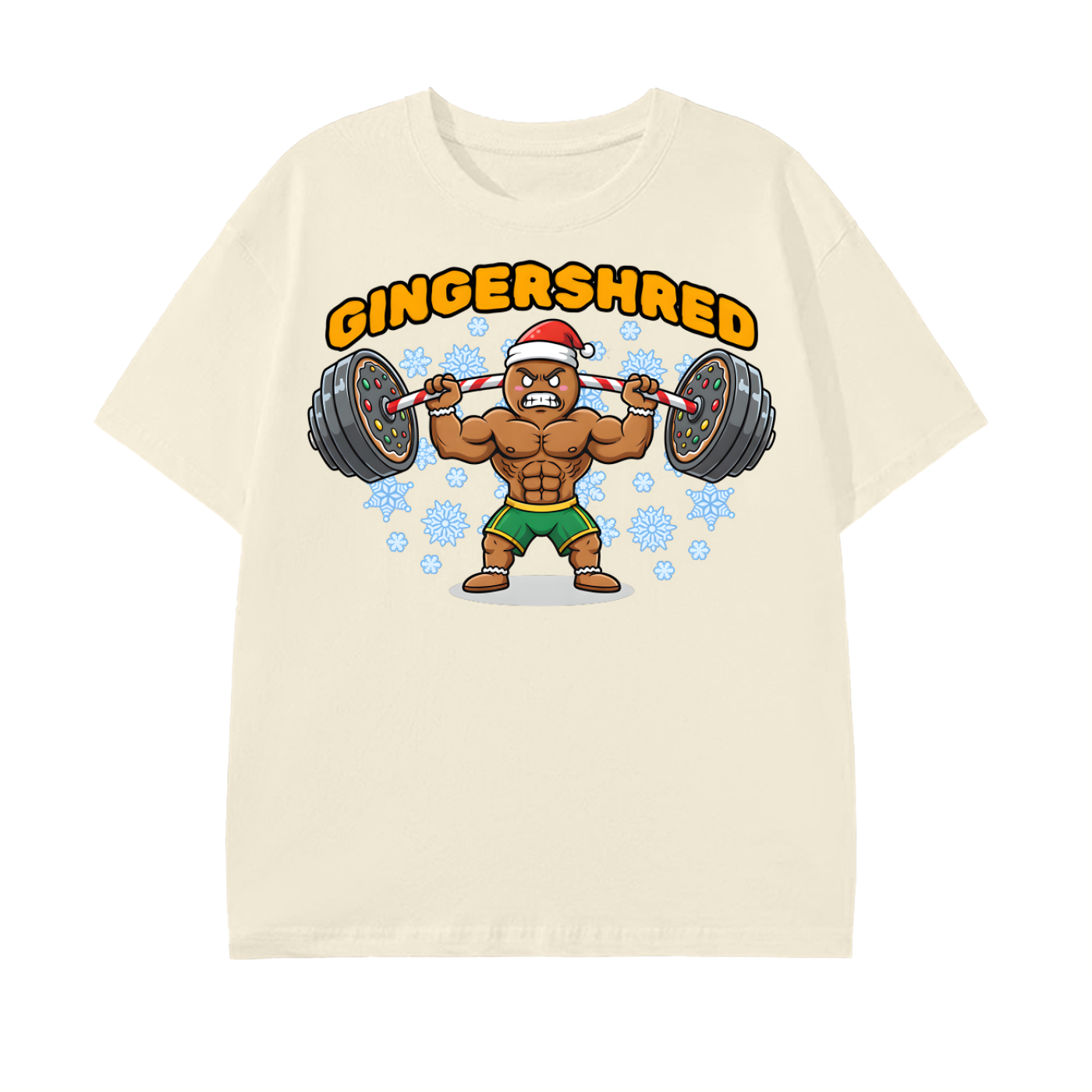 Gingershred Christmas,christmas workout,muscle cookie,funny fitness,holiday gym,festive lifting,weightlifting cookie,workout humor,christmas gym,strong gingerbread