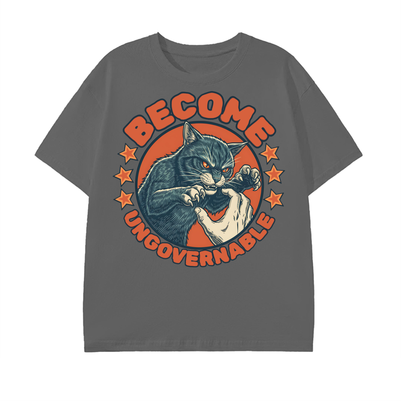 Become Ungovernable,rebel cat,vintage graphic,retro style,fierce cat,independence,comic art,streetwear,Funny Meme,Black Cat
