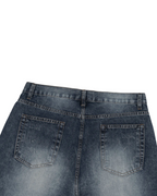 Belarté Men’s Washed Wide Leg Denim Jeans - leg and hem detail