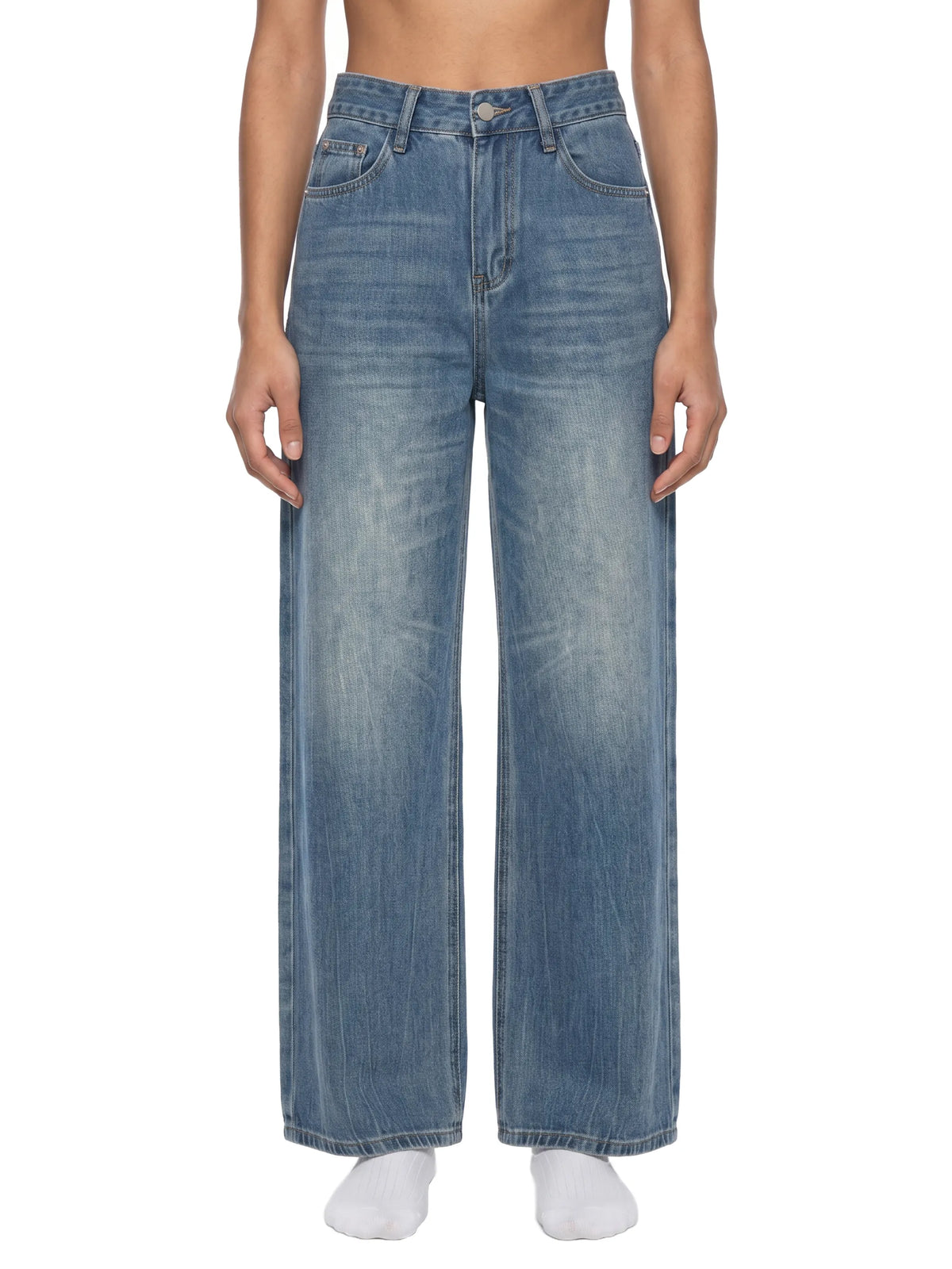 Belarté Women’s Vintage Wash Wide Leg Jeans